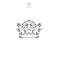Theater icon vector depicts a stylized venue for performing arts, signifying drama, performance, entertainment, culture, and cinema
