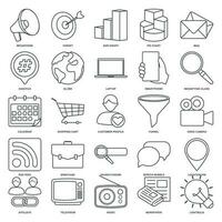 A comprehensive collection of visually appealing and versatile vector icons that represent different aspects of marketing