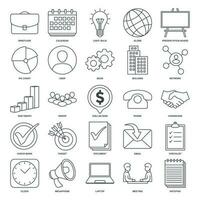 A collection of 25 vector icons representing various aspects of business management. These icons can be used to enhance presentations, websites, or any design related to business