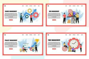 Set of web page design templates for Management web page composition with Leadership, Time Management, Risk Management and more Modern vector illustration concepts