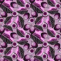 Seamless pattern with figs and leaves in flat technique vector