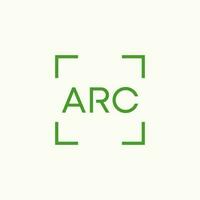 Logo design graphic concept creative abstract premium free vector stock letter ARC font with cut rectangular capture. Related to initial typography monogram