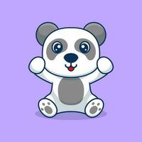 vector panda sentado linda creativo kawaii dibujos animados mascota logo