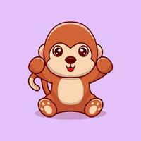vector mono sentado linda creativo kawaii dibujos animados mascota logo