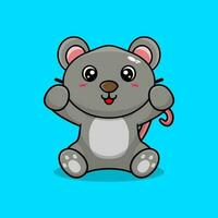 vector ratón sentado linda creativo kawaii dibujos animados mascota logo