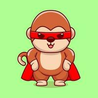 Vector cute monkey super hero cartoon vector icon illustration