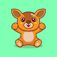 Vector baby deer sitting cute creative kawaii cartoon mascot logo