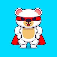 Vector cute bear super hero cartoon vector icon illustration