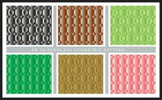 Set of six bright seamless 3D luxury geometric pattern. vector