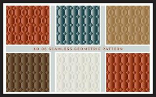 Set of six bright seamless 3D luxury geometric pattern. vector