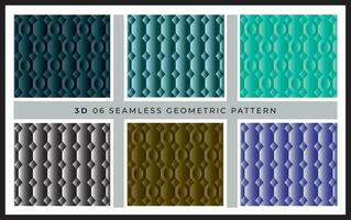 Set of six bright seamless 3D luxury geometric pattern. vector