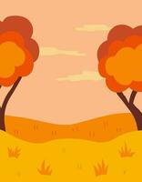 Autumn Landscape, Vertical Vector Illustration