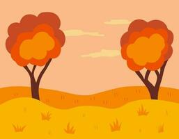 Autumn Landscape, Horizontal Vector Illustration