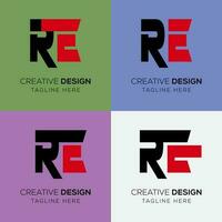 RE Creative Logo Letter Design in vector illustration. Alphabet Logo Concept.