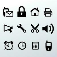 Solid vector icon set-security fector, message, clock vector illustration.