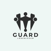 shield letter m, people guard logo icon vector design