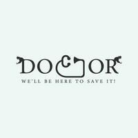 doctor logo with stethoscope and head snake design, logo letter doctor vector