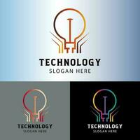 Technology logo template in gradient style. vector