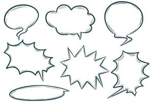 Hand drawn sketch speech bubble set vector