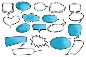 Hand drawn sketch speech bubble set design vector