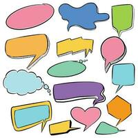 Hand drawn colorful speech bubble set design vector