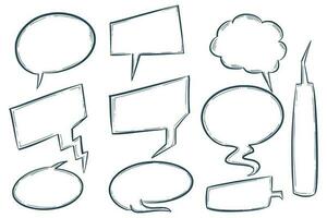 Beautiful hand drawn sketch speech bubble set design vector