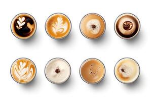 stock photo of collection mix a cup macchiato top view food photography