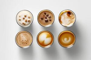 stock photo of collection mix a cup macchiato top view food photography