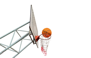 Basketball ball entering basketball backboard isolated PNG transparent