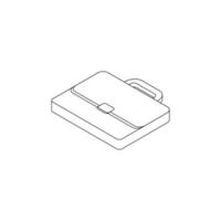 Briefcase left view Black Outline icon vector isometric. Flat style vector illustration.