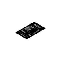 Receipt paper, bill check, invoice, cash receipt. White outline design. Left view isometric icon. shop receipt or bill, atm check with tax or vat. vector