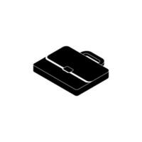 Briefcase left view White Outline icon vector isometric. Flat style vector illustration.