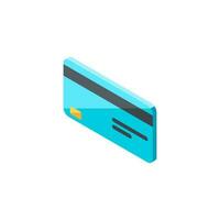 Credit card left view - White Background icon vector isometric. Flat style vector illustration.