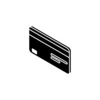 Credit card left view - White Outline icon vector isometric. Flat style vector illustration.