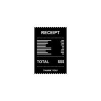 Receipt paper, bill check, invoice, cash receipt. White outline design. Isolated icon. shop receipt or bill, atm check with tax or vat. vector