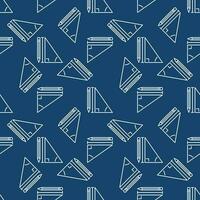 Pencil and Math Triangle vector concept blue line seamless pattern