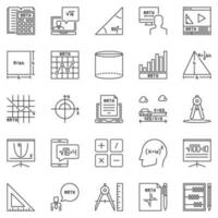 Maths thin line icons set - Basic Mathematics and Science concept vector symbols