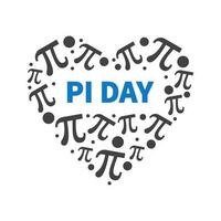 Pi Day on March 14th vector heart shaped banner - Math illustration