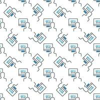 Online Mathematics Tutoring vector Man and Computer Math colored seamless pattern