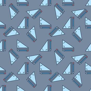 Pencil and Mathematics Triangle vector colored seamless pattern