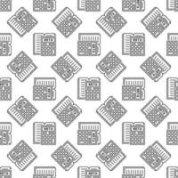 Book and Calculator vector Math concept outline seamless pattern