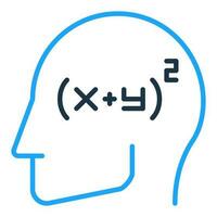 Blue Human Head with Math Mind vector concept creative line icon