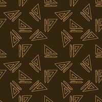 Pen with Triangle vector concept brown outline seamless pattern
