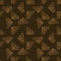 Pen with Triangle vector concept brown outline seamless pattern