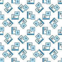 Laptop Computer with Online Math Teacher vector colored seamless pattern