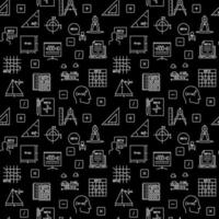 Mathematics thin line dark seamless pattern - Math Education vector background