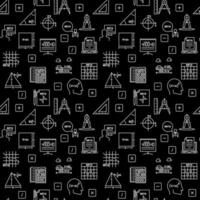 Mathematics thin line dark seamless pattern - Math Education vector background