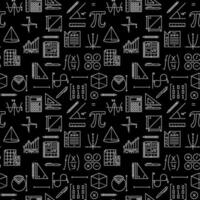 Math thin line dark pattern - Mathematics Education vector seamless background