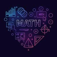 Math Heart vector concept colored linear banner. Math heart shaped illustration