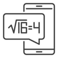 teléfono inteligente con cuadrado raíz de dieciséis vector matemáticas concepto contorno icono